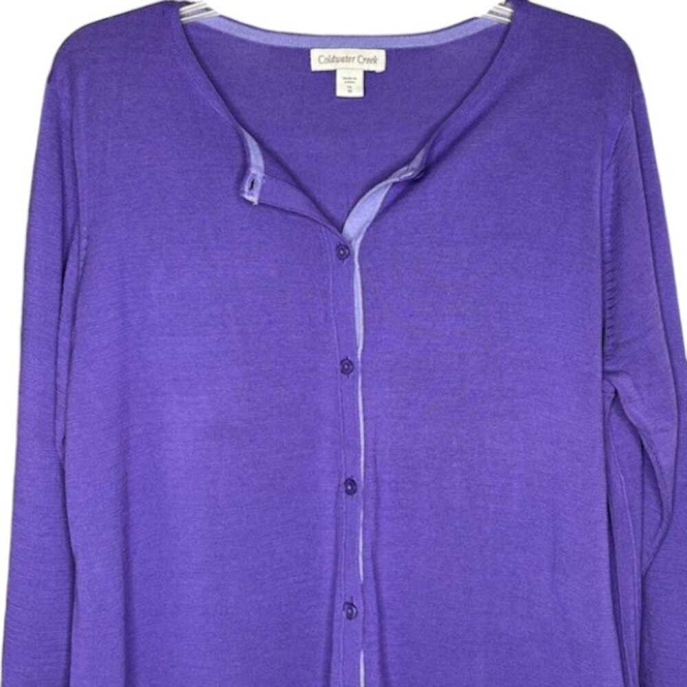 Coldwater Creek Silk/Cotton Cardigan - Purple/Lavender - 1X - Picture 2 of 9
